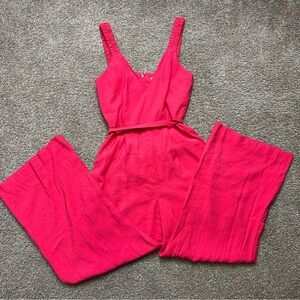 Antonio Melani Pink wide leg belted Jumpsuit Size 4